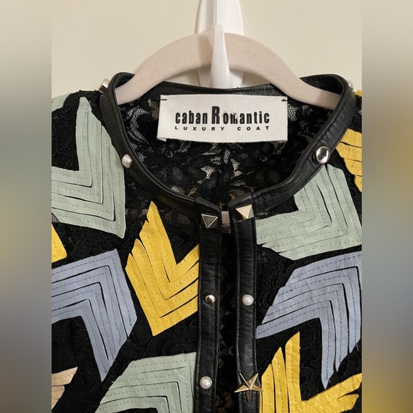 NWOT Caban Romantic Luxury Made in Italy Leather X mesh Coat - Picture 2 of 16